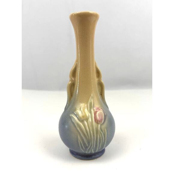 VTG Hull Art Pottery Tulip Blue Jardiniere Vase Planter Art Deco USA 6.75" - Picture 7 of 13